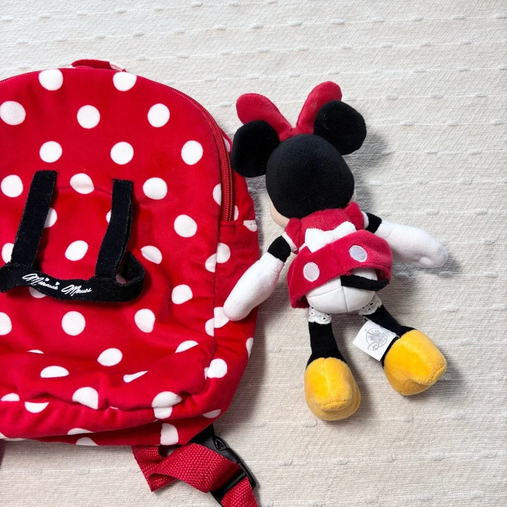 Disney Parks Original Minnie Mouse Red Backpack And Doll